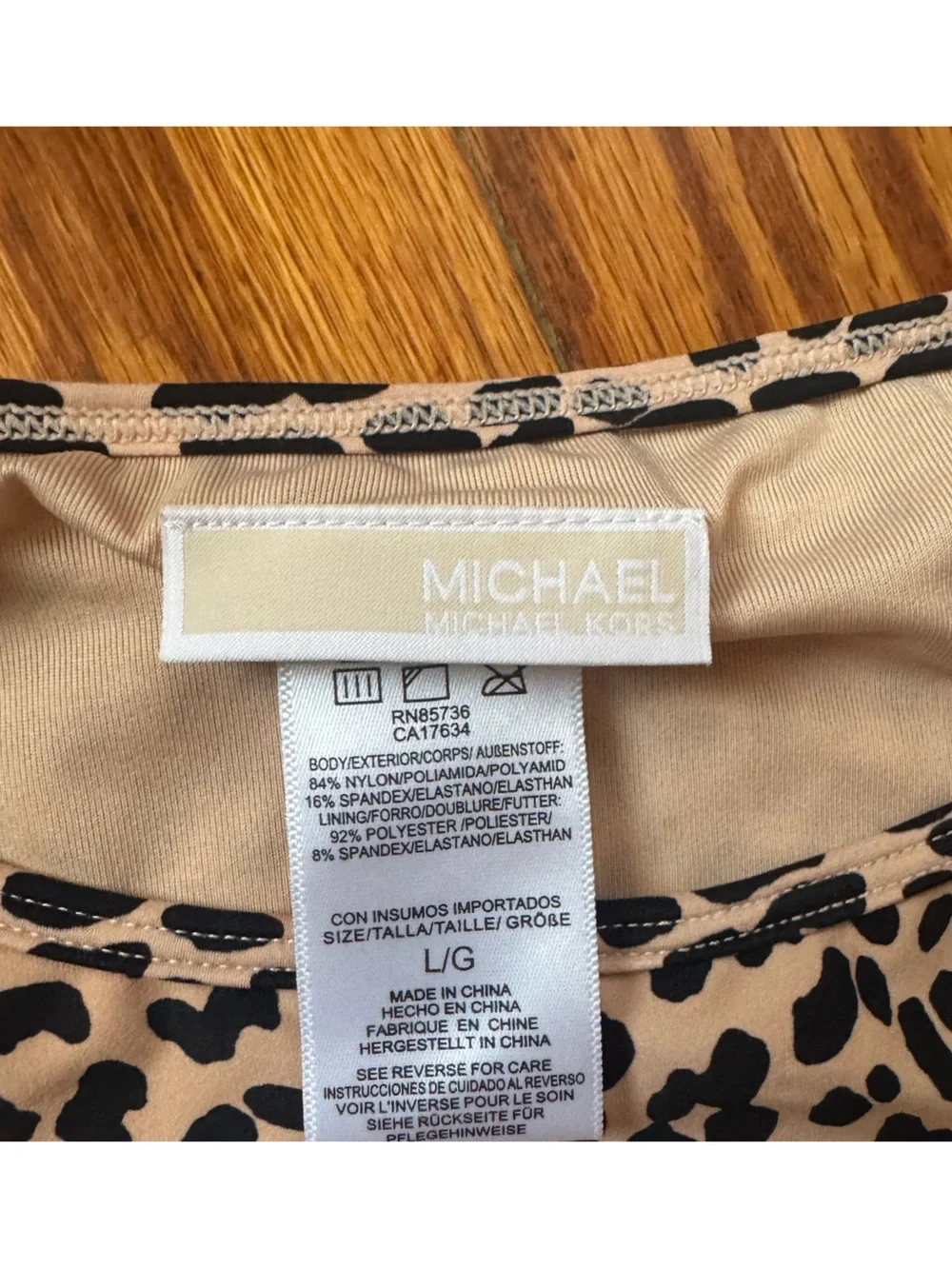 Michael Kors Beige & Black Leopard Print Bikini Set Large brand new